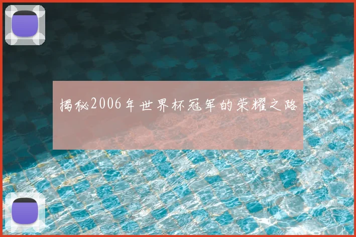 揭秘2006年世界杯冠军的荣耀之路